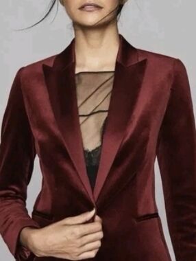 $595 Reiss Velvet Blazer Satin Lapel Like New! Size 2